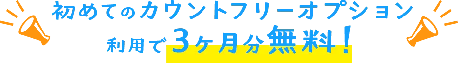 初めてのカウントフリーオプション利用で3ヶ月分無料！