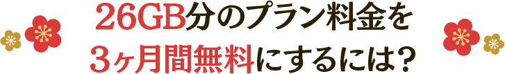 26GB分のプウラン料金を3ヶ月間無料にするには？