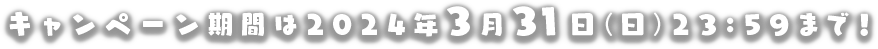 キャンペーン期間は2024年3月31日（日）23:59まで