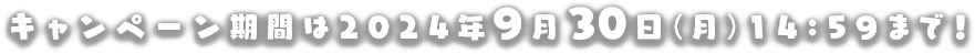 キャンペーン期間は2024年9月30日（月）14:59まで