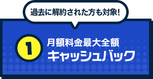 過去に解約された方も対象！月額料金最大全額キャッシュバック